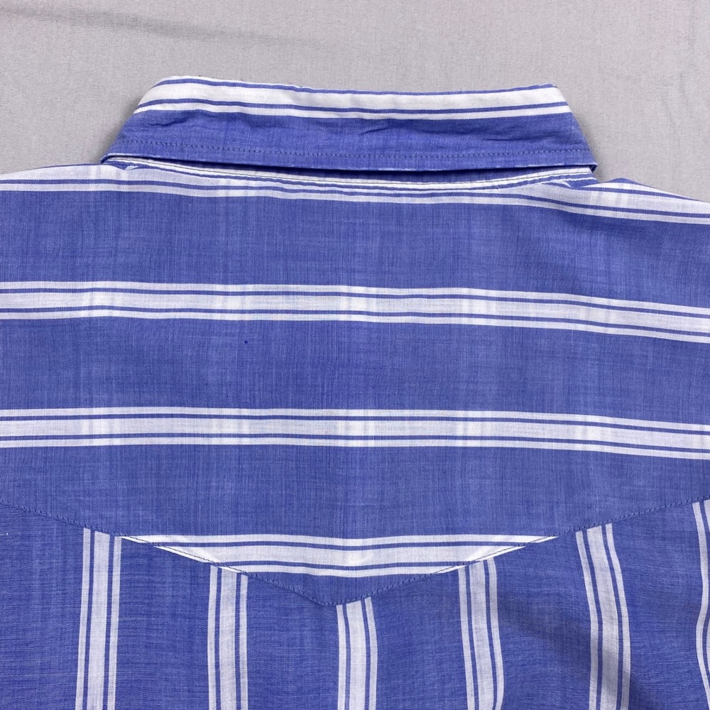 Ely Cattleman Western Shirt Mens 2XL Tall Blue White Striped Pearl Snap Country - Picture 7 of 8